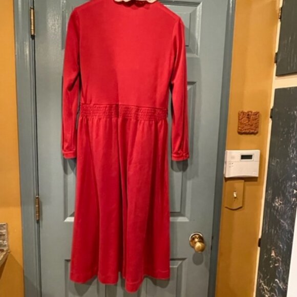 Lanz burgundy rust dress w/lace collar, S, 70s, good condition - Picture 2 of 2